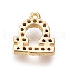 Golden Plated Brass Micro Pave Cubic Zirconia Charms ZIRC-L075-51G-2
