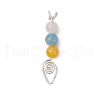 Natural Mixed Stone Round Beaded Pendants PALLOY-JF03108-3