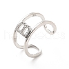 Clear Cubic Zirconia Initial Letter Open Cuff Ring RJEW-A012-01P-B-2