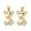 Rack Plating Bear Brass Micro Pave Cubic Zirconia Pendants KK-E102-06G-02-1