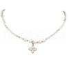 Shell Pearl Bead & Glass Seed Beads Beaded Necklaces NJEW-MZ00076-01-2