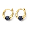 Natural Sodalite Round Beaded Hoop Earrings EJEW-A099-03G-06-2