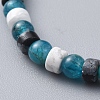 Natural Apatite & Howlite & Snowflake Obsidian Beads Stretch Bracelets BJEW-JB04697-01-2
