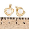 Brass Pave Natural White Shell Heart Charms KK-U043-27G-3