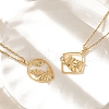 Brass & Acrylic Greek goddess Flat Round Pendant Necklaces NJEW-R018-01G-4