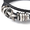 PU Leather & Waxed Cords Triple Layer Multi-strand Bracelets BJEW-G709-01B-2