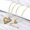 Brass Micro Pave Clear Cubic Zirconia Bird Heart Pendant Necklaces for Women NJEW-D311-01A-G-3