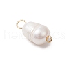 Natural Freshwater Pearl Rice Connector Charms PALLOY-JF03395-4