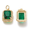 Brass Glass Charms X-ZIRC-F116-09C-G-2