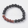 Natural Lava Rock and Natural/Synthetic Mixed Stone Beads Stretch Bracelets BJEW-E326-10-2
