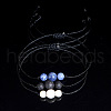 3Pcs Retro Natural Lapiz Lazuli & Lava Rock & White Jade Braided Bead Bracelet Set for men GS8935-3