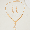 Elegant Vintage Brass Tassel Dangle Earrings & Pendant Necklace Sets for Women MN4192-4