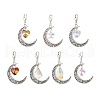 7Pcs 7 Styles Alloy Moon & Glass Pendant Decorations HJEW-JM02689-2