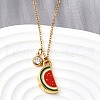 304 Stainless Steel Red Enamel Pendant Necklaces for Women NJEW-U043-02A-G-1