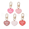 5Pcs Heart with Word Opaque Acrylic Pendant Decorations HJEW-JM02725-1