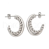 304 Stainless Steel Twist C-Shaped Stud Earrings EJEW-Z098-17P-4
