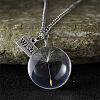 Clear Glass with Dandelion Inside Pendant Necklaces FS-WG96F40-07-1