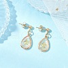 Brass Natural Paua Shell Teardrop Dangle Stud Earrings EJEW-JE06408-02-1