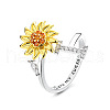 Adjustable Brass Rhinestone Rotating Cuff Rings FS-WG5B177-09-1