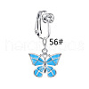 304 Stainless Steel Pave Clear Cubic Zirconia and Enamel Butterfly Dangle Clip on Belly Rings FS-WGD716D-06-1