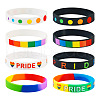 20Pcs 8 Style Rainbow Color Pride Silicone Heart Cord Bracelets Set for Men Women BJEW-TA0001-06-1