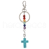 Dyed Synthetic Turquoise Cross Keychain KEYC-JKC01041-2