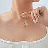Retro Brass Pave Cubic Zirconia Virgin Mary Religion Pendant Necklaces IB9425-4-1