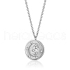 Stylish Stainless Steel Flat Round with Moon Pendant Necklaces for Women's Daily Wear XY3014-1-2