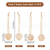 24Pcs 2 Styles Heart/Hexagon with Word Dish Wood Pendant Decorations HJEW-GA00006-2