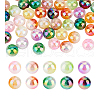   60Pcs 10 Colors UV Plating Opaque Crackle Two-tone Acrylic Beads MACR-PH0001-86-7