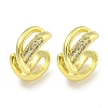 Brass Micro Pave Clear Cubic Zirconia Cuff Earrings EJEW-C104-071G-1