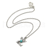 Letter A~Z Antique Silver Plated Alloy with Synthetic Turquoise Pendant Necklaces NJEW-G080-01Z-3