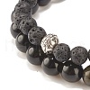 2Pcs 2 Style Natural Golden Sheen Obsidian & Lava Rock Stretch Bracelets Set BJEW-JB08193-01-5