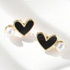 Heart Brass Stud Earrings EJEW-C141-01G-01-2
