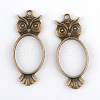 Rack Plating Alloy Owl Open Back Bezel Pendants PALLOY-S047-15F-FF-1