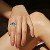 Flat Round with Tree of Life Pattern Brass with Natural Shell Finger Rings FS-WG27692-05-4