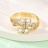 Brass Micro Pave Clear Cubic Zirconia Finger Rings for Women RJEW-U047-03G-2