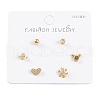 6 Pcs Brass Mirco Pave Clear Cubic Zirconia Ear Studs EJEW-S218-01G-01-1
