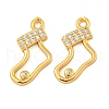 Christmas Theme Brass Clear Cubic Zirconia Pendants KK-N254-30G-1