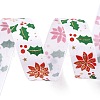 5 Yards Christmas Gold Stamping Polyester Printed Ribbon OCOR-A008-01G-3