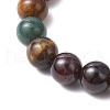 Natural Moss Agate & Lava Rock & Garnet & Tiger Eye & Non-Magnetic Synthetic Hematite Round Beads Stretch Bracelets for Men BJEW-JB11942-4
