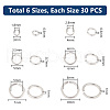   180Pcs 6 Styles Rack Plating Brass Jump Rings KK-PH0010-06-2