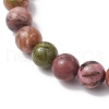 2Pcs Natural Rhodonite & Unakite & White Jade & Polychrome Jasper & Rose Quartz Round Beaded Stretch Bracelets BJEW-JB11953-6