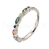 Adjustable Brass Micro Pave Cubic Zirconia Finger Rings for Women RJEW-H247-15P-4