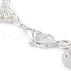 304 Stainless Steel Flat Round Charm Bracelets with Cable Chains for Women BJEW-G669-25S-5