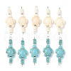 10Pcs 2 Colors Dyed Synthetic Turquoise Turtle Rondelle Beaded Connector Charms PALLOY-JF04013-1