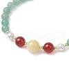 Shell Pearl Bead & Natural Green Aventurine & Yellow Jade & Carnelian Beaded Stretch Bracelets for Women BJEW-JB11938-01-3