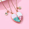 2Pcs Fashionable Alloy Resin BFF Glitter Heart Magnetic Pendant Necklaces for Women FS-WGCB8A0-01-4