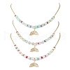 3Pcs 3 Styles Natural Quartz & Shell Pearl Round Beaded Necklaces NJEW-JN05302-2