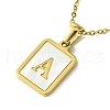 Ion Plating(IP) Rectangle with Initial Letter 304 Stainless Steel Pendant Necklace NJEW-R265-04G-A-1